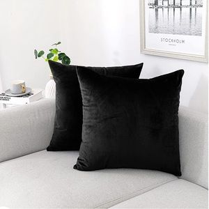 NEW Decorative Throw Pillow Covers Velvet Soft for Everyday 18x18 Inch Black